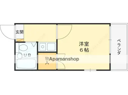 ワイズ稲田(1K/2階)の間取り写真