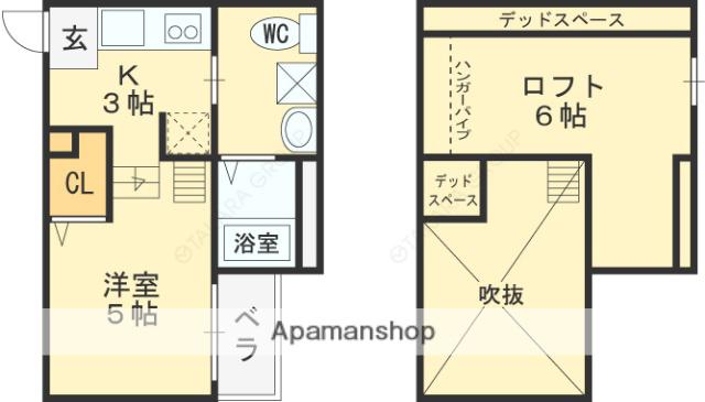 エルフラット(1K/1階)の間取り写真