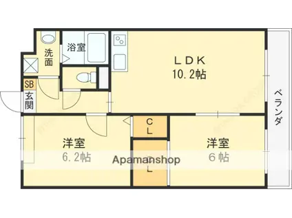 ルディシアコート(2LDK/6階)の間取り写真