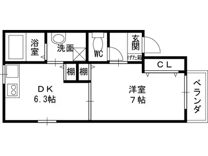 エストレヤ荒川(1DK/3階)の間取り写真