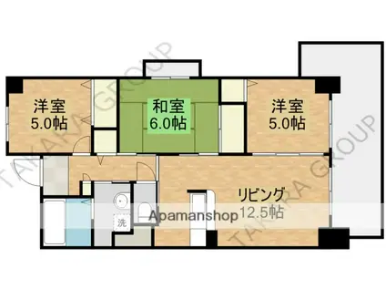 レシェンテ オクノ(3LDK/7階)の間取り写真