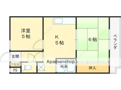 フローレンス西宮Ⅰ(1LDK/3階)の間取り写真