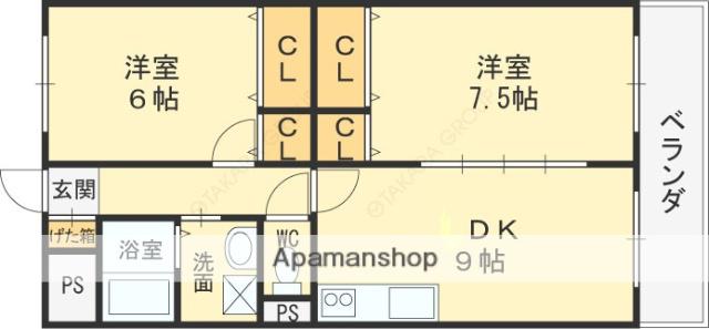 セイグレイス(2DK/2階)の間取り写真
