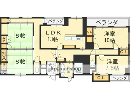 イスタナフセ(4LDK/5階)の間取り写真