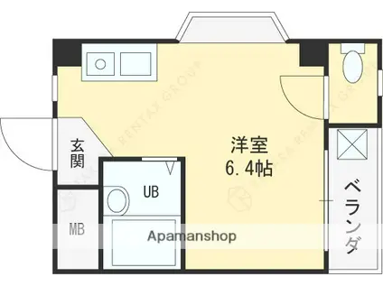 プレアール瓢箪山(ワンルーム/1階)の間取り写真