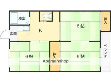 徳野コーポ(3K/1階)の間取り写真