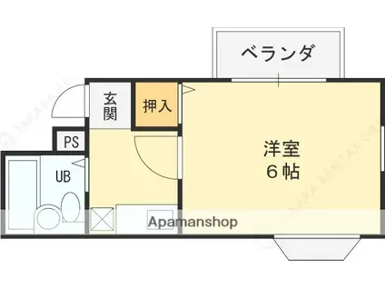 ハイツ笹(ワンルーム/3階)の間取り写真