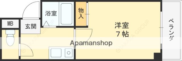 大宝長田ルグラン(1K/2階)の間取り写真
