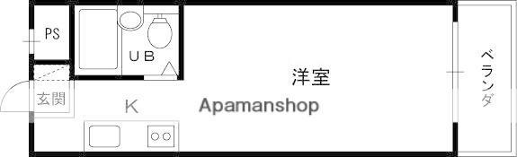 瓢箪山ハイツ(ワンルーム/4階)の間取り写真