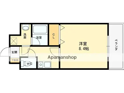 メルディアキューブやえのさと(1K/9階)の間取り写真