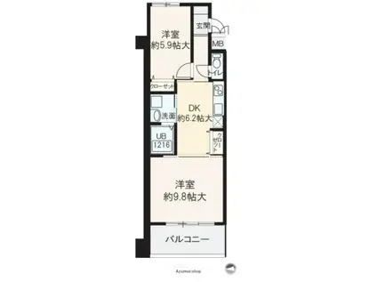 オーク・イマザト・ステーション(2DK/4階)の間取り写真