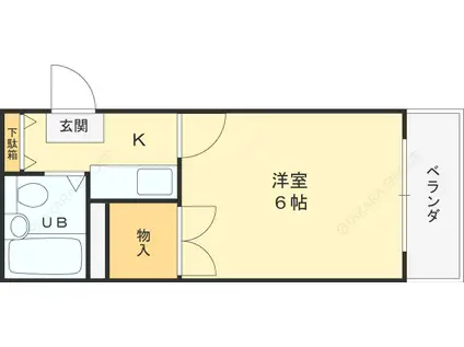 上村ハイツ若江(1K/3階)の間取り写真