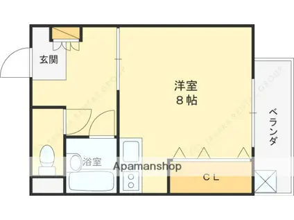 ハイネス門戸(ワンルーム/2階)の間取り写真