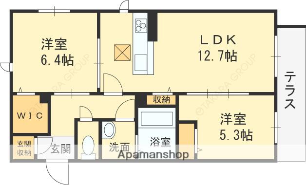 シャーメゾン コンフォート八戸ノ里(2LDK/1階)の間取り写真