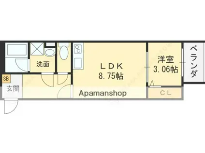 ALBA(1LDK/3階)の間取り写真