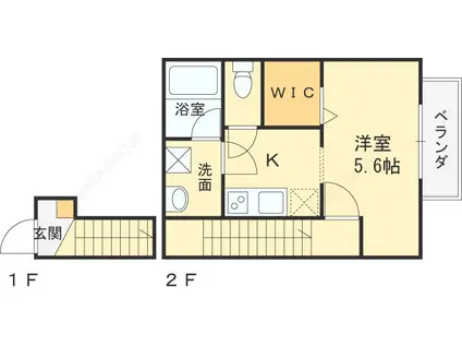 ラフォーレ末広(1K/2階)の間取り写真