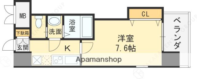 LUXE布施北2(1K/11階)の間取り写真