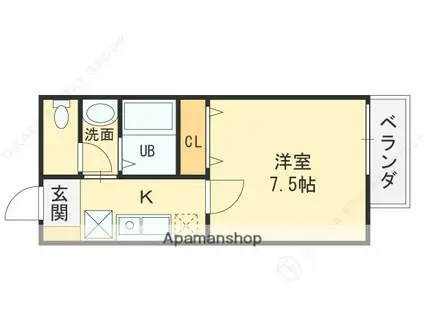 エムフラット衣摺I(1K/2階)の間取り写真