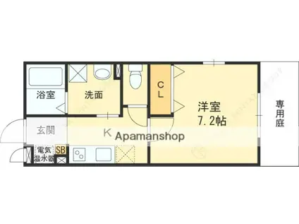 カーサ・デ・リガール(1K/2階)の間取り写真