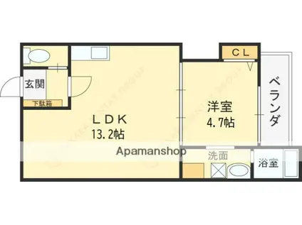 F ASECIA サンド(1LDK/1階)の間取り写真