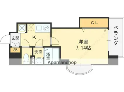 LUXE布施駅前(1K/14階)の間取り写真