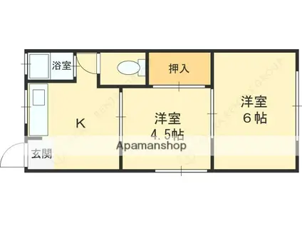 花園ハイツ(2K/1階)の間取り写真