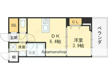 ヴィーナス今里(1DK/10階)の間取り写真