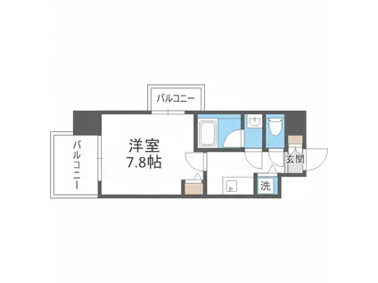 LA DOUCEUR北巽(1K/14階)の間取り写真