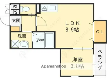 コラッジオ衣摺(1LDK/3階)の間取り写真