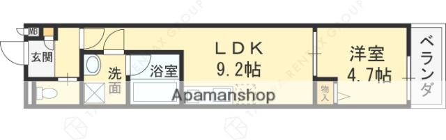 ルクレール菱屋(1LDK/2階)の間取り写真