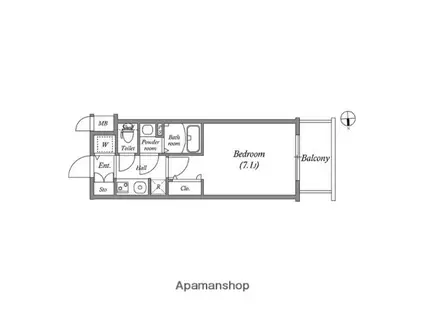 ファーストフィオーレ大阪城イースト(1K/8階)の間取り写真