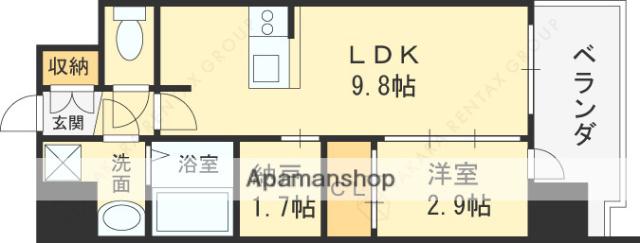 ESTONE HIGASHIOSAKAⅡ(1SLDK/13階)の間取り写真
