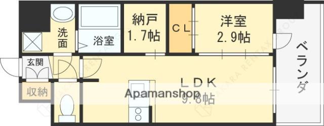 ESTONE HIGASHIOSAKAⅡ(1SLDK/7階)の間取り写真