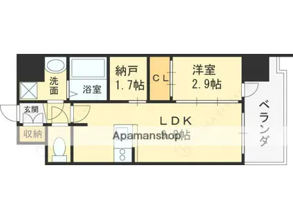 ESTONE HIGASHIOSAKAⅡ(1SLDK/11階)の間取り写真