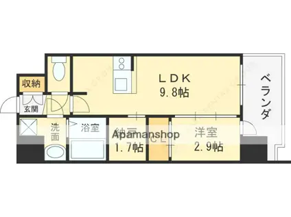 ESTONE HIGASHIOSAKAⅡ(1SLDK/3階)の間取り写真