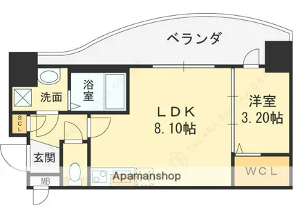 LUXE布施北3(1LDK/8階)の間取り写真