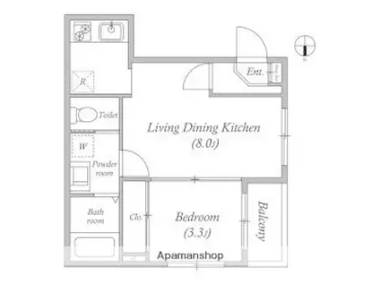 パレスケープ(1LDK/2階)の間取り写真