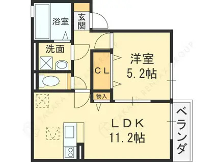 ドミール本町(1LDK/1階)の間取り写真