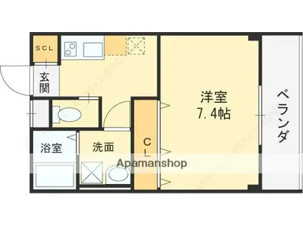 エルミタージュ小若江2号館(1K/3階)の間取り写真