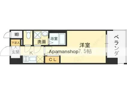 ファーストフィオーレ長田グランディール(1K/8階)の間取り写真