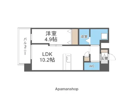シャルールメゾン桃谷(1LDK/9階)の間取り写真