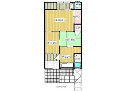 奥野文化(3K/2階)の間取り写真