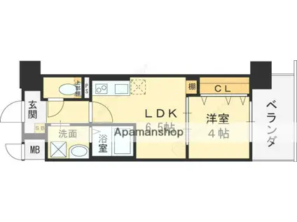 エグゼ大阪CITYオースティン(1DK/7階)の間取り写真