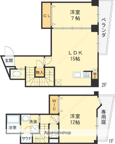 プレミアム長瀬(2LDK/2階)の間取り写真