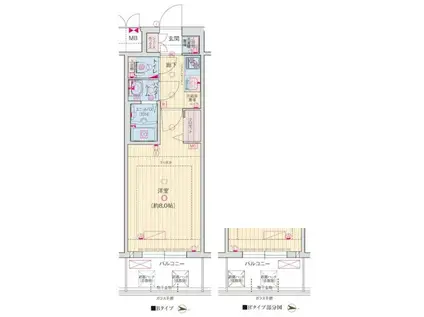 ソルテラスOSAKA MID イーストクレアスト(1K/4階)の間取り写真