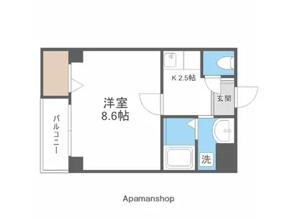 ソリティア桃谷(1K/3階)の間取り写真