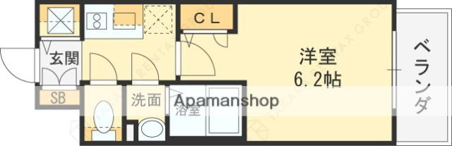 インザライフ大阪イースト RESIDENCE(1K/13階)の間取り写真