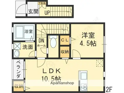 CALM石切(1LDK/2階)の間取り写真