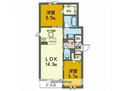シャーメゾン スピカ(2LDK/1階)の間取り写真