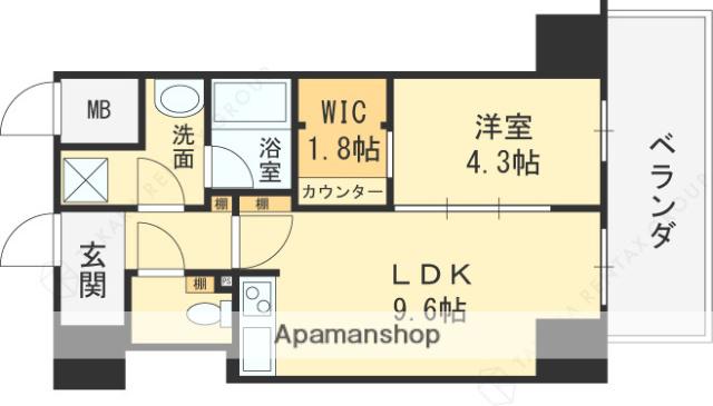ハイラインⅤ(1LDK/10階)の間取り写真